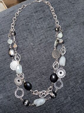 Ruby Rd Necklace Womens OS Black Gray Good Layered Silver-Tone Beaded Statement